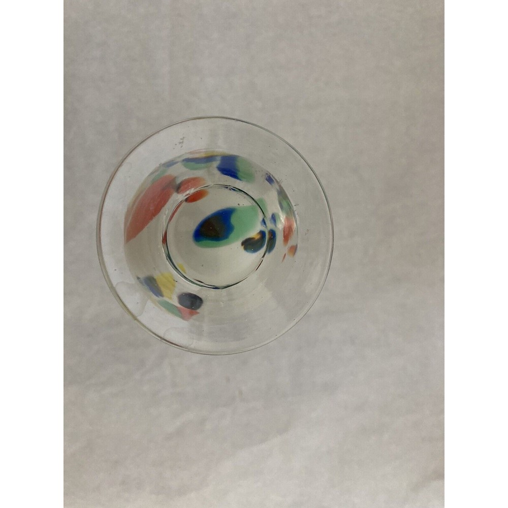 Murano Style Multicolor Speckled Long Neck Art Bud Vase 9” Tall - Picture 5 of 6